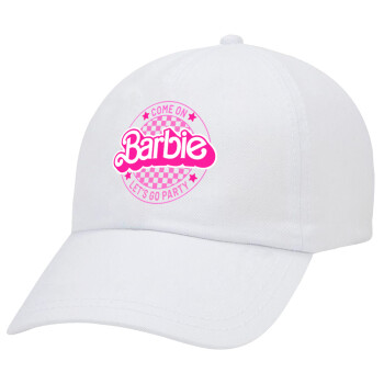 Come On Barbie Lets Go Party , Καπέλο Ενηλίκων Baseball Λευκό 5-φύλλο (POLYESTER, ΕΝΗΛΙΚΩΝ, UNISEX, ONE SIZE)