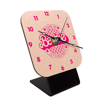 Come On Barbie Lets Go Party , Επιτραπέζιο ρολόι σε φυσικό ξύλο (10cm)