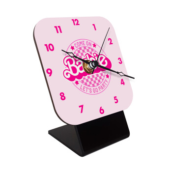 Come On Barbie Lets Go Party , Επιτραπέζιο ρολόι ξύλινο με δείκτες (10cm)