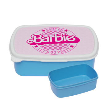 Come On Barbie Lets Go Party , ΜΠΛΕ παιδικό δοχείο φαγητού (lunchbox) πλαστικό (BPA-FREE) Lunch Βox M18 x Π13 x Υ6cm