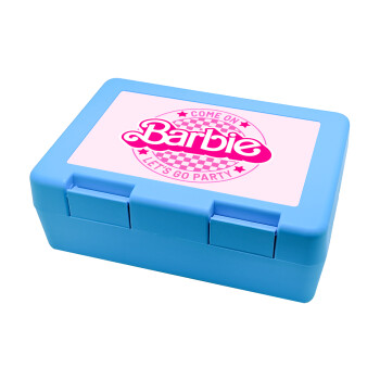 Come On Barbie Lets Go Party , Παιδικό δοχείο κολατσιού ΓΑΛΑΖΙΟ 185x128x65mm (BPA free πλαστικό)