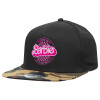 Adult Flat Snapback Hat Black/Camouflage, (100% COTTON TWILL, ADULT, UNISEX, ONE SIZE)