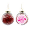 Transparent Christmas tree ball ornament with red filling 8cm