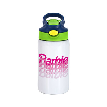 Barbie repeat, Children's hot water bottle, stainless steel, with safety straw, green, blue (350ml)