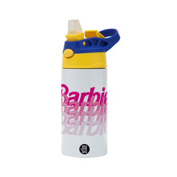 Barbie repeat, Children's hot water bottle, stainless steel, with safety straw, green, blue (360ml) BPA FREE