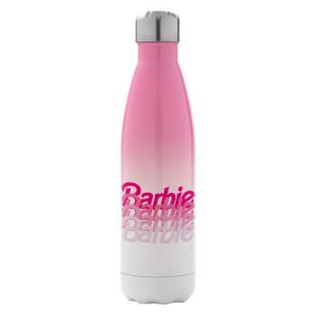 Barbie repeat, Metal mug thermos Pink/White (Stainless steel), double wall, 500ml