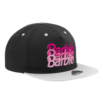 Barbie repeat, Καπέλο Ενηλίκων Flat Snapback Μαύρο/Γκρι, (100% ΒΑΜΒΑΚΕΡΟ TWILL, ΕΝΗΛΙΚΩΝ, UNISEX, ONE SIZE)