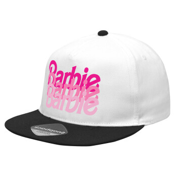 Barbie repeat, Καπέλο Ενηλίκων Flat Snapback Λευκό/Μαύρο, (100% ΒΑΜΒΑΚΕΡΟ Twill, ΕΝΗΛΙΚΩΝ, UNISEX, ONE SIZE)