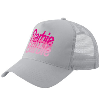 Barbie repeat, Adult Structured Trucker Hat, with Mesh, GRAY (100% COTTON, ADULT, UNISEX, ONE SIZE)