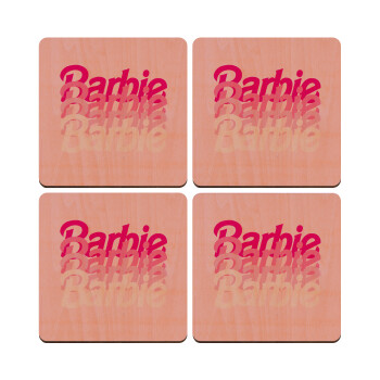 Barbie repeat, ΣΕΤ x4 Σουβέρ ξύλινα τετράγωνα plywood (9cm)