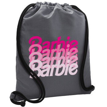 Barbie repeat, Τσάντα πλάτης πουγκί GYMBAG ΓΚΡΙ, με τσέπη (40x48cm) & χονδρά κορδόνια