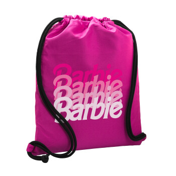 Barbie repeat, Τσάντα πλάτης πουγκί GYMBAG Φούξια, με τσέπη (40x48cm) & χονδρά κορδόνια