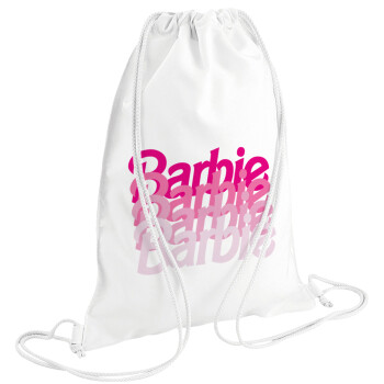Barbie repeat, Τσάντα πλάτης πουγκί GYMBAG λευκή (28x40cm)