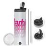 Travel Tumbler θερμό με διπλό καπάκι, μεταλλικό καλαμάκι και βούρτσα καθαρισμού (Ανωξείδωτο 304 Food grade, BPA free, 600ml)