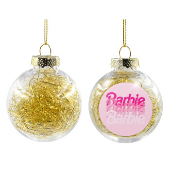 Barbie repeat, Transparent Christmas tree ball ornament with gold filling 8cm