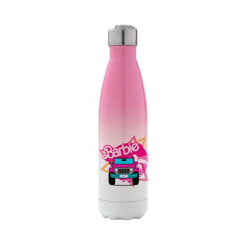 Barbie car, Metal mug thermos Pink/White (Stainless steel), double wall, 500ml