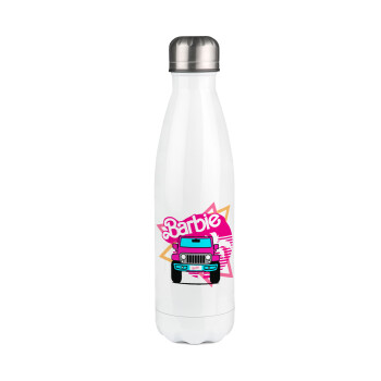 Barbie car, Metal mug thermos White (Stainless steel), double wall, 500ml