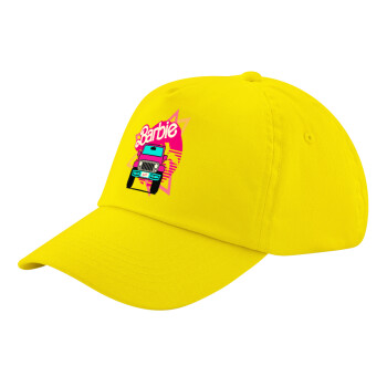 Barbie car, Child's Baseball Cap, 100% Cotton Twill, Yellow (COTTON, CHILD, UNISEX, ONE SIZE)