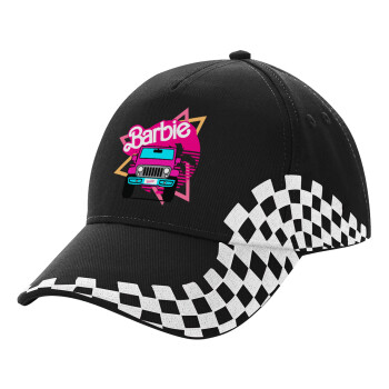 Barbie car, Adult Ultimate BLACK RACING Cap, (100% COTTON DRILL, ADULT, UNISEX, ONE SIZE)