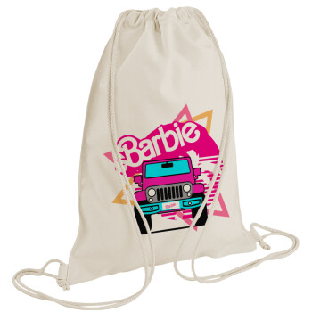 Barbie car, Τσάντα πλάτης πουγκί GYMBAG natural (28x40cm)