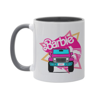 Barbie car, Mug colored grey, ceramic, 330ml