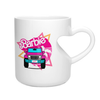 Barbie car, Κούπα καρδιά λευκή, κεραμική, 330ml
