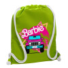 Backpack bag GYMBAG LIME GREEN, with pocket (40x48cm) & thick cords