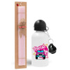 Easter Set, metallic aluminum bottle (500ml) & aromatic flat Easter candle (30cm) (PINK)