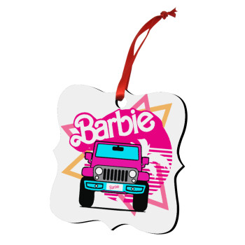 Barbie car, Christmas ornament polygon wooden 7.5cm