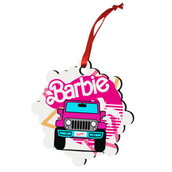 Barbie car, Christmas ornament snowflake wooden 7.5cm