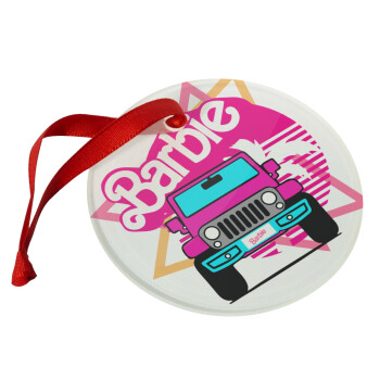 Barbie car, Christmas ornament glass 9cm