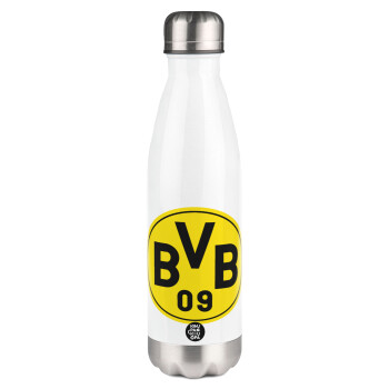 BVB Μπορούσια Ντόρτμουντ , Μεταλλικό παγούρι θερμός Λευκό (Stainless steel), διπλού τοιχώματος, 500ml