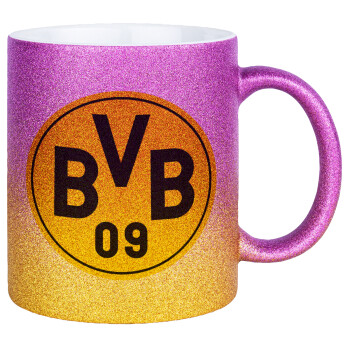 BVB Dortmund, Κούπα Χρυσή/Ροζ Glitter, κεραμική, 330ml