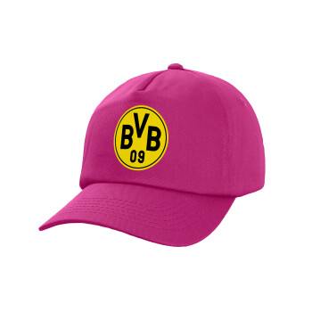 BVB Dortmund, Καπέλο παιδικό Baseball, 100% Βαμβακερό Twill, Φούξια (ΒΑΜΒΑΚΕΡΟ, ΠΑΙΔΙΚΟ, UNISEX, ONE SIZE)