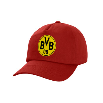 BVB Dortmund, Καπέλο παιδικό Baseball, 100% Βαμβακερό Twill, Κόκκινο (ΒΑΜΒΑΚΕΡΟ, ΠΑΙΔΙΚΟ, UNISEX, ONE SIZE)