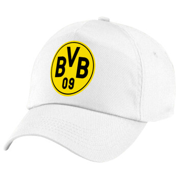 BVB Dortmund, Καπέλο παιδικό Baseball, 100% Βαμβακερό Twill, Λευκό (ΒΑΜΒΑΚΕΡΟ, ΠΑΙΔΙΚΟ, UNISEX, ONE SIZE)