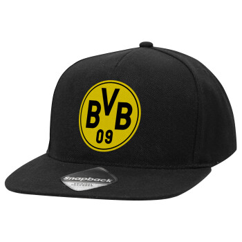 BVB Dortmund, Καπέλο Ενηλίκων Flat Snapback Μαύρο, (POLYESTER, ΕΝΗΛΙΚΩΝ, UNISEX, ONE SIZE)
