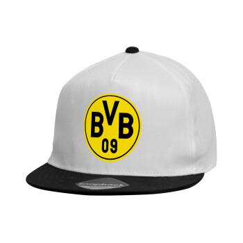 BVB Dortmund, Καπέλο παιδικό Flat Snapback, Λευκό (100% ΒΑΜΒΑΚΕΡΟ, ΠΑΙΔΙΚΟ, UNISEX, ONE SIZE)