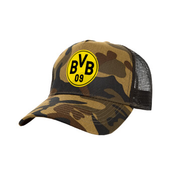 BVB Dortmund, Καπέλο Ενηλίκων Structured Trucker, με Δίχτυ, (παραλλαγή) Army (100% ΒΑΜΒΑΚΕΡΟ, ΕΝΗΛΙΚΩΝ, UNISEX, ONE SIZE)