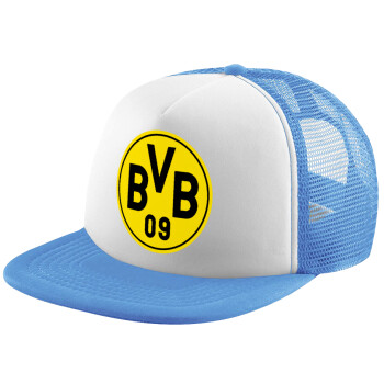 BVB Μπορούσια Ντόρτμουντ , Καπέλο παιδικό Soft Trucker με Δίχτυ ΓΑΛΑΖΙΟ/ΛΕΥΚΟ (POLYESTER, ΠΑΙΔΙΚΟ, ONE SIZE)