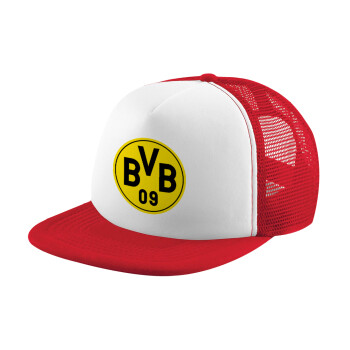 BVB Dortmund, Καπέλο παιδικό Soft Trucker με Δίχτυ ΚΟΚΚΙΝΟ/ΛΕΥΚΟ (POLYESTER, ΠΑΙΔΙΚΟ, ONE SIZE)