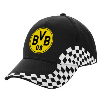 BVB Dortmund, Adult Ultimate BLACK RACING Cap, (100% COTTON DRILL, ADULT, UNISEX, ONE SIZE)