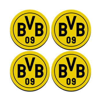 BVB Dortmund, SET of 4 round wooden coasters (9cm)