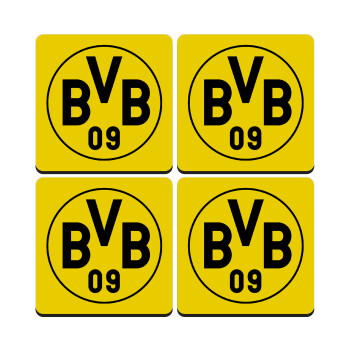 BVB Dortmund, ΣΕΤ 4 Σουβέρ ξύλινα τετράγωνα (9cm)