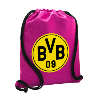 BVB Dortmund, Backpack pouch GYMBAG Fuchsia, with pocket (40x48cm) & thick cords