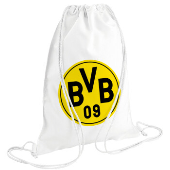 BVB Dortmund, Τσάντα πλάτης πουγκί GYMBAG λευκή (28x40cm)