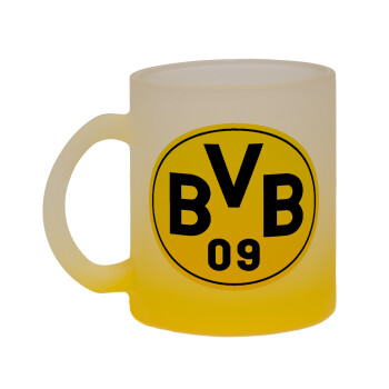 BVB Dortmund, Κούπα γυάλινη δίχρωμη με βάση το κίτρινο ματ, 330ml