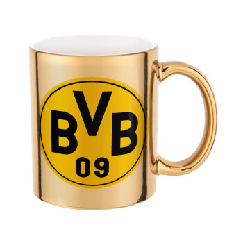 BVB Dortmund, Mug ceramic, gold mirror, 330ml