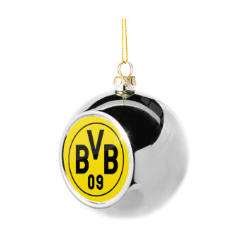 BVB Dortmund, Silver 8cm Christmas tree ball ornament