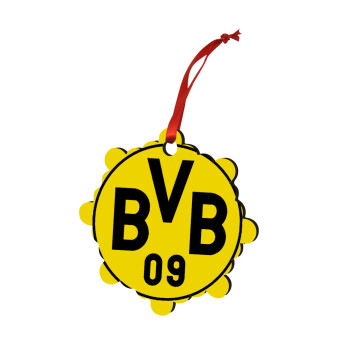 BVB Dortmund, Christmas ornament snowflake wooden 7.5cm